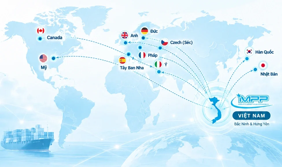 Illustrative map of MPP export destinations